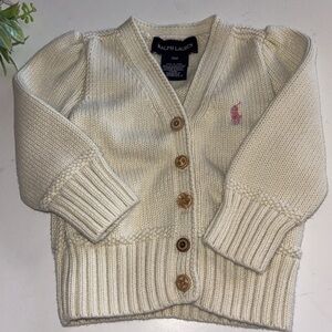 Ralph Lauren Cream Cableknit Cardigan 9M Baby Girl Ralph Lauren Cream Cardigan